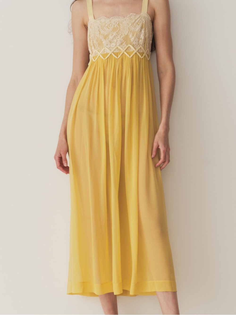 Doen Yellow Silk Midi Dress size Small cottagecore fairy core boho NWT
